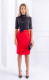 red midi Skirts ⭐ Straight midi skirt with belt