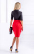 red midi Skirts ⭐ Straight midi skirt with belt