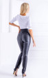 black long Long pants ⭐ Black leather high waist slim long pants