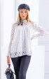 бели  Официални блузи ⭐ Бяла дантелена разкроена блуза с дълги