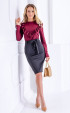 Elegant black midi skirt with belt