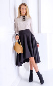 Black midi asymetric high waisted skirt