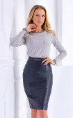 Black leather high waist midi skirt