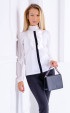 бели  Официални блузи ⭐ Бяла официална блуза с къдри и велурена