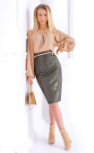 Straight eco leather midi skirt