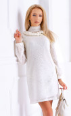 White knit dress with decorations