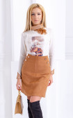 Knitted winter blouse with brown bowknot
