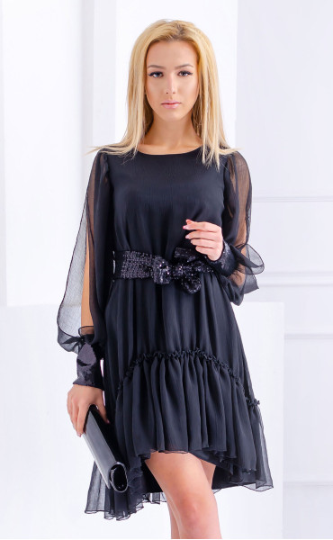 black midi Formal Dresses ⭐ Georgette ethereal dress with