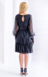 черни до коляното Официални рокли ⭐ Ефирна черна официална рокля от жоржет с акценти