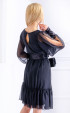 черни до коляното Официални рокли ⭐ Ефирна черна официална рокля от жоржет с акценти