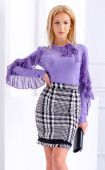 Дамска блуза с дълъг ръкав от плетиво и шифон