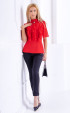 Red formal halfsleeve blouse with curls