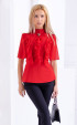 червени  Официални блузи ⭐ Елегантна червена блуза със шифон