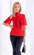 red  Formal blouses ⭐ Red formal halfsleeve blouse with curls