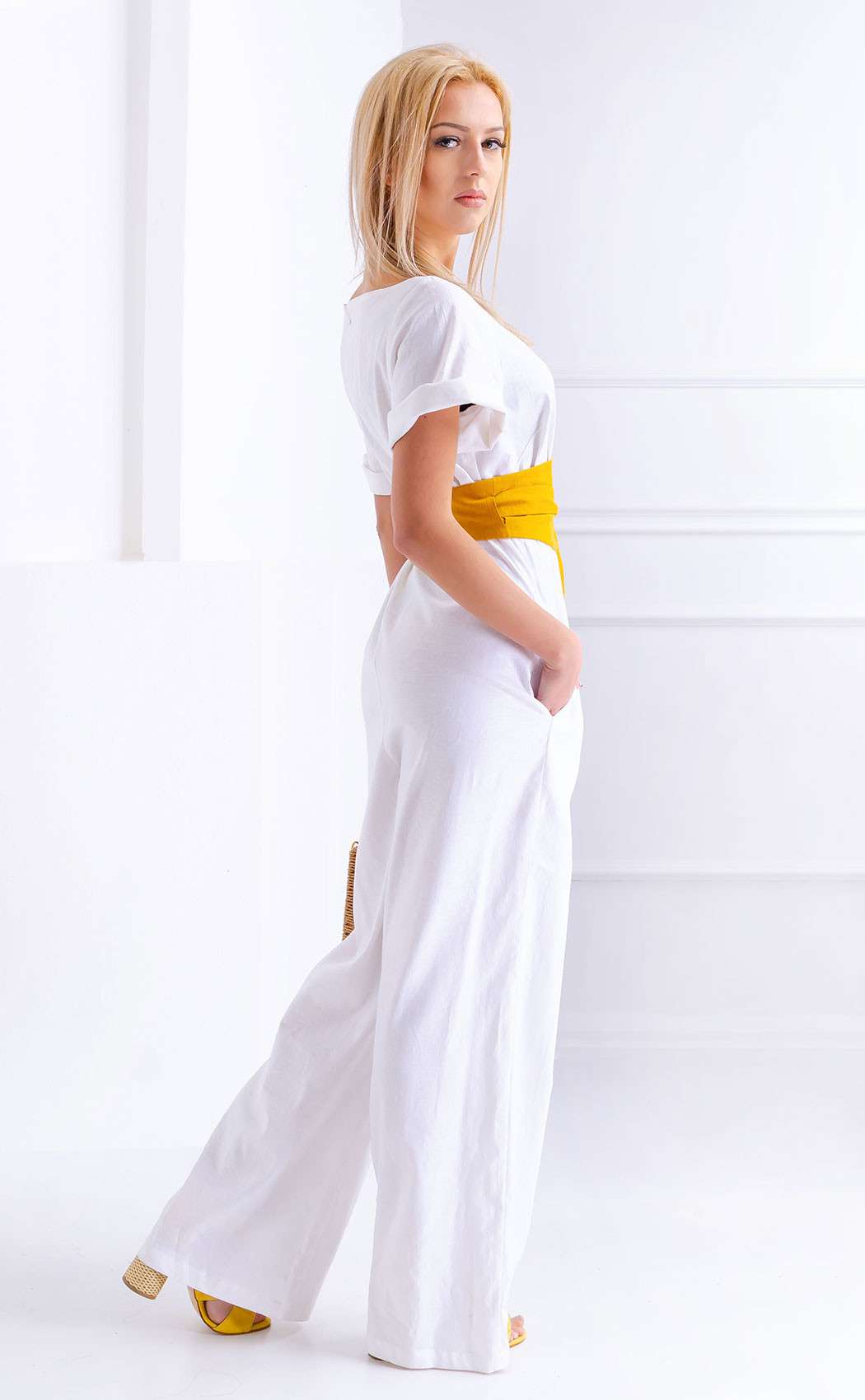 White linen jumpsuit with pockets Jumpsuits AROGANS