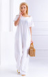 white long Jumpsuits ⭐ White linen jumpsuit with pockets