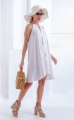 Бяла асиметрична ленена рокля Lily