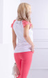 бели  Летни блузи ⭐ Лятна блузка с къс ръкав в розово и бяло с