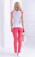 бели  Летни блузи ⭐ Лятна блузка с къс ръкав в розово и бяло с