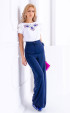 blue long Long pants ⭐ Long wide high waisted pants in dark blue