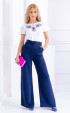 blue long Long pants ⭐ Long wide high waisted pants in dark blue