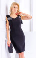 Елегантна черна рокля с контрастни акценти 3д цветя