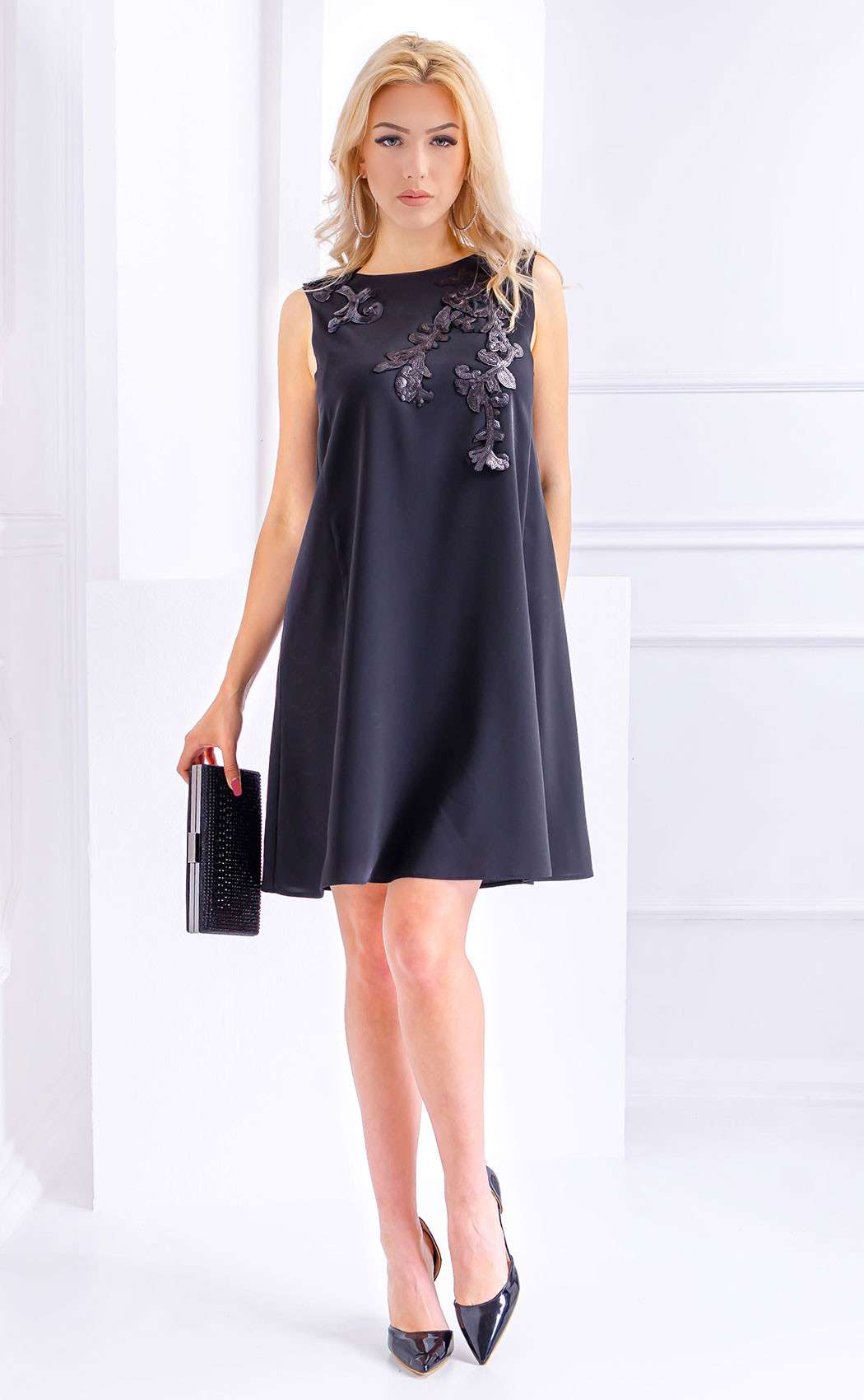 Black formal wide cut dress Dalia Formal Dresses