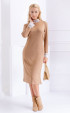 beige long Winter dresses ⭐ Beige knit dress with lace and