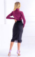 black midi Skirts ⭐ Black Tricot Office Lace and Slit Slim fit