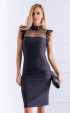 Официална черна вталена делова рокля Luxe