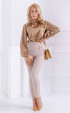 brown mini Formal blouses ⭐ Satin wide longsleeve formal blouse
