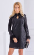 Party black midi dress with feathers Glamour