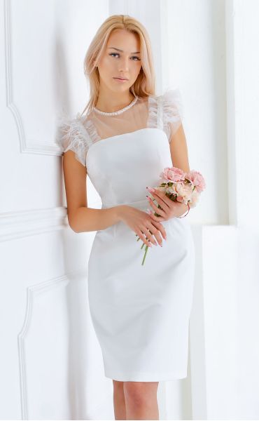 Стилни рокли Charlotte ⭐ Официална рокля с пера тюл перли пайети