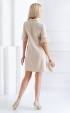 Beige formal midi dress with feathers