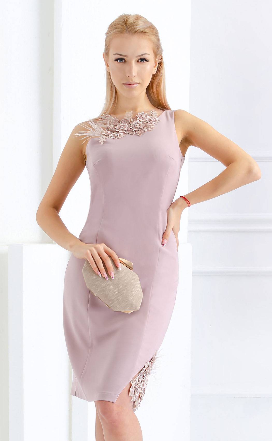 Formal elegant midi bodycon dress with lace Ivaya AROGANS