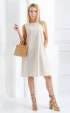 Summer casual midi linen dress with cotton lace