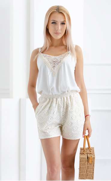 ecru mini Summer blouses ⭐ pantalonki