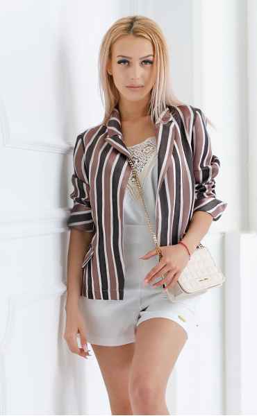 beige mini Dress code LINEN ⭐ Summer linen striped jacket