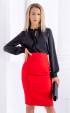 red midi Skirts ⭐ Red elegant slim fit high waist slit skirt