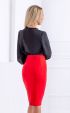 red midi Skirts ⭐ Red elegant slim fit high waist slit skirt