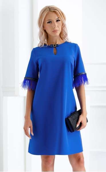 blue midi Formal Dresses ⭐ Royal blue dress with feathers