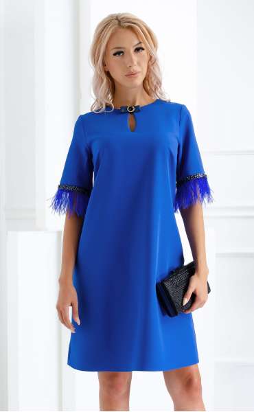 Blue dress with feathers clearance