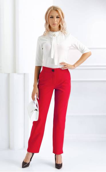 red  Long pants ⭐ Red long female pants Basic Elegance