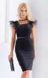 Стилни елегантни рокли ⭐ Черна официална рокля с пера Charlotte