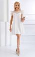 бели Официални рокли ⭐ Бяла официална разкроена рокля с перли