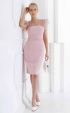 pink midi Formal Dresses ⭐ Pink formal midi dress with feathers