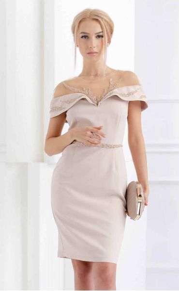 Официални рокли ⭐ Стилна вечерна рокля с дантелени елементи и тюл Vivian