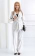 черно бели Връхни ⭐ Дамско бяло сако в райе с подвижен колан