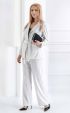 черно бели Връхни ⭐ Дамско бяло сако в райе с подвижен колан