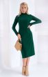 Dark green winter long sleeve dress with lace